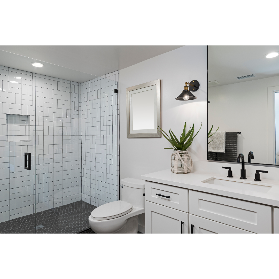 Gorgeous white tiled walk-in shower in a modern bathroom